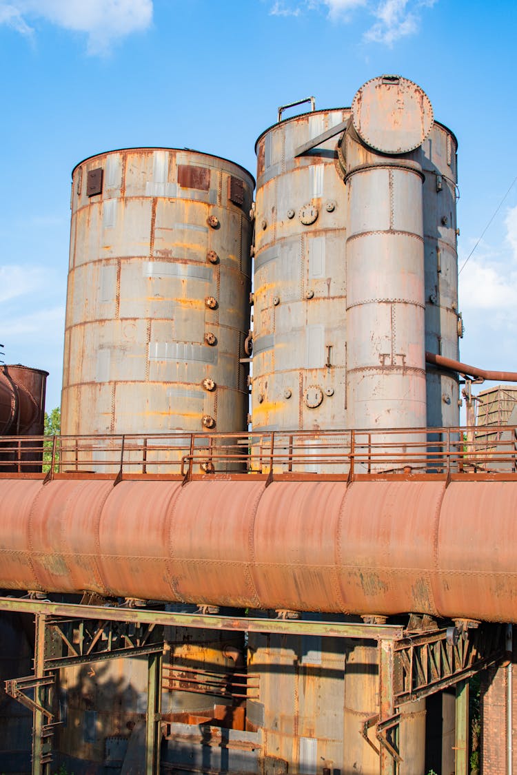 Blue Steel Tank Under Blue Sky