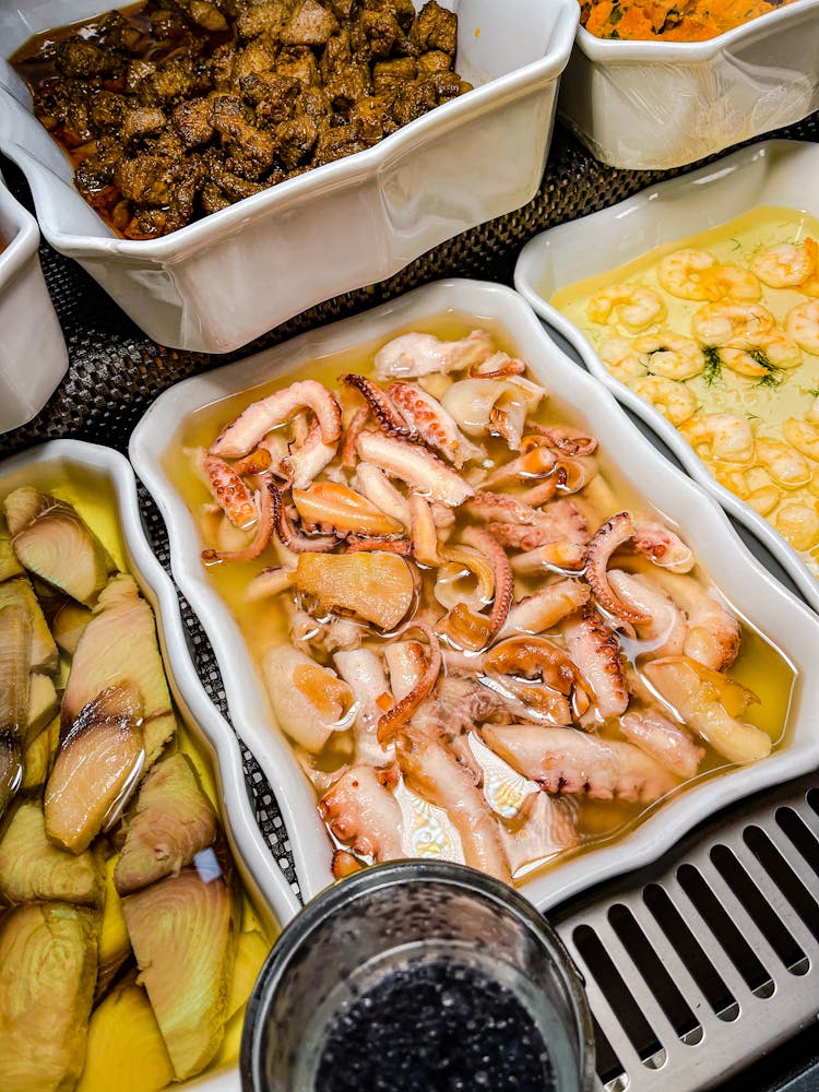 Selection Of A Seafood At Deli 