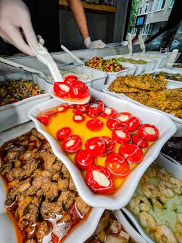 Close-up of a diverse selection of fresh antipasti, showcasing vibrant colors and textures.