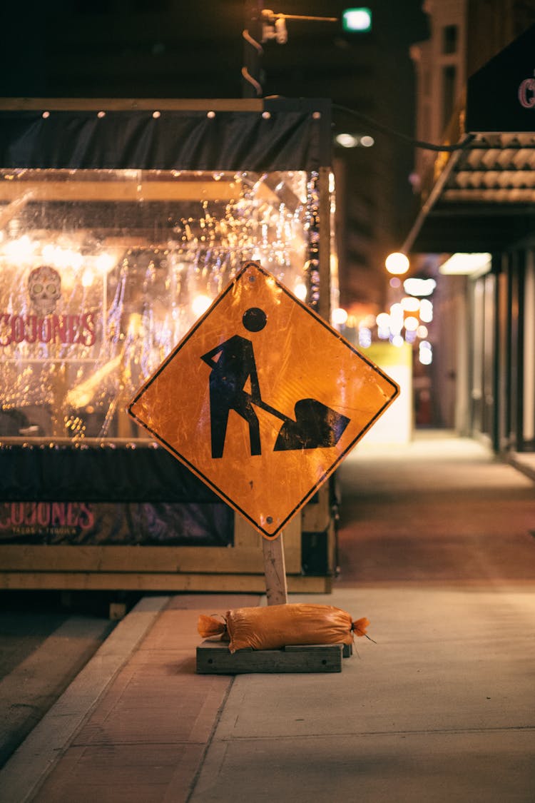 Road Works Sign In City