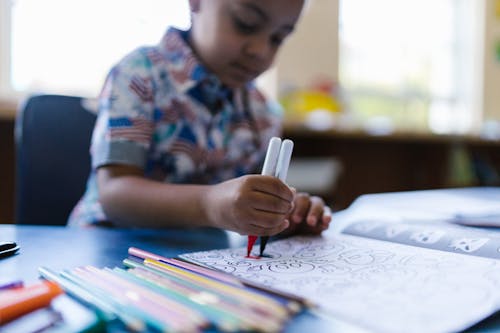 A Boy Doing Art Coloring