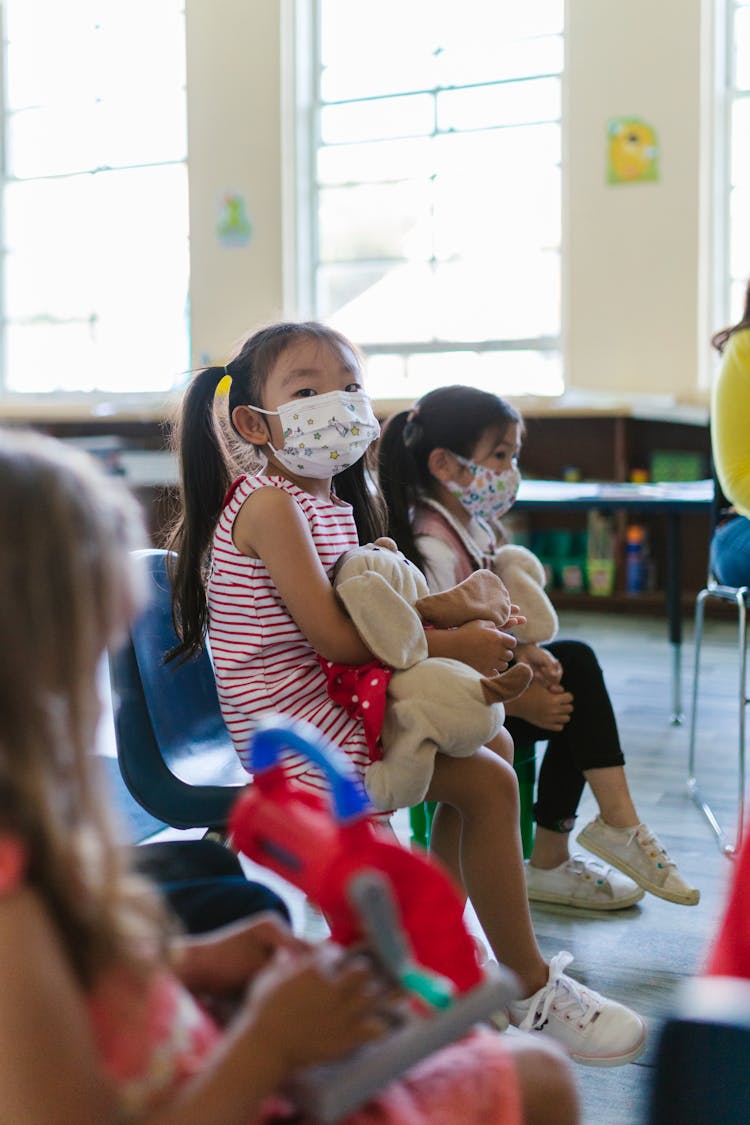 Kids Wearing Face Masks In School