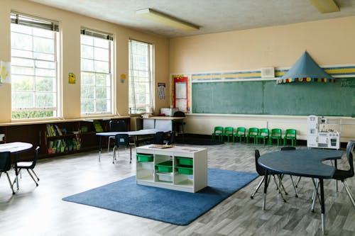 A classroom is filled with hands on materials