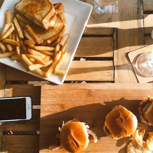 French Fries and Toasted Bread