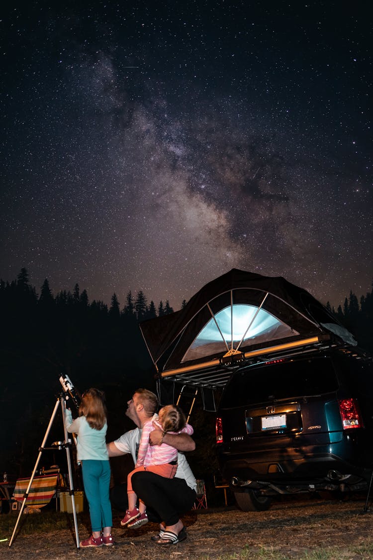 Family Doing Stargazing