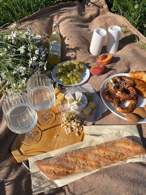 Free Food on the Picnic Blanket Stock Photo