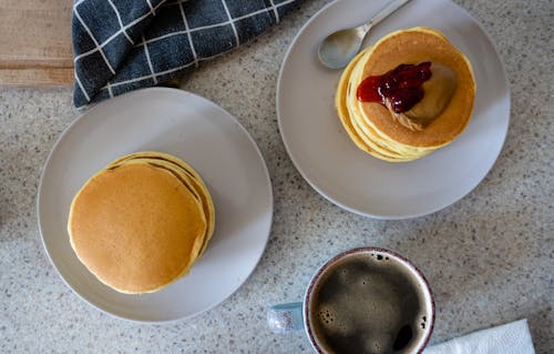 Free Pancakes on Plates Stock Photo