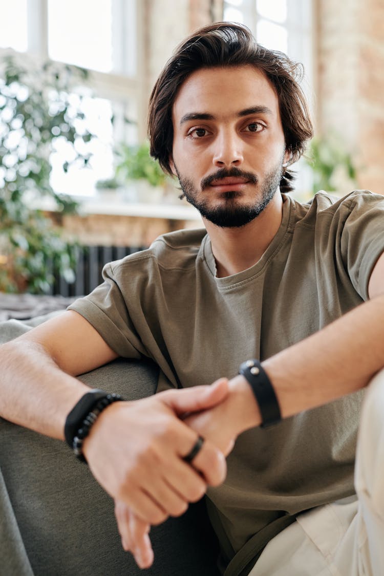 A Man In Gray Crew Neck T-shirt