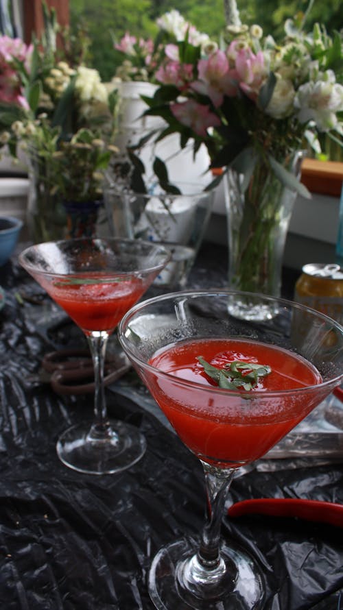 Red Cocktail Drinks on Table