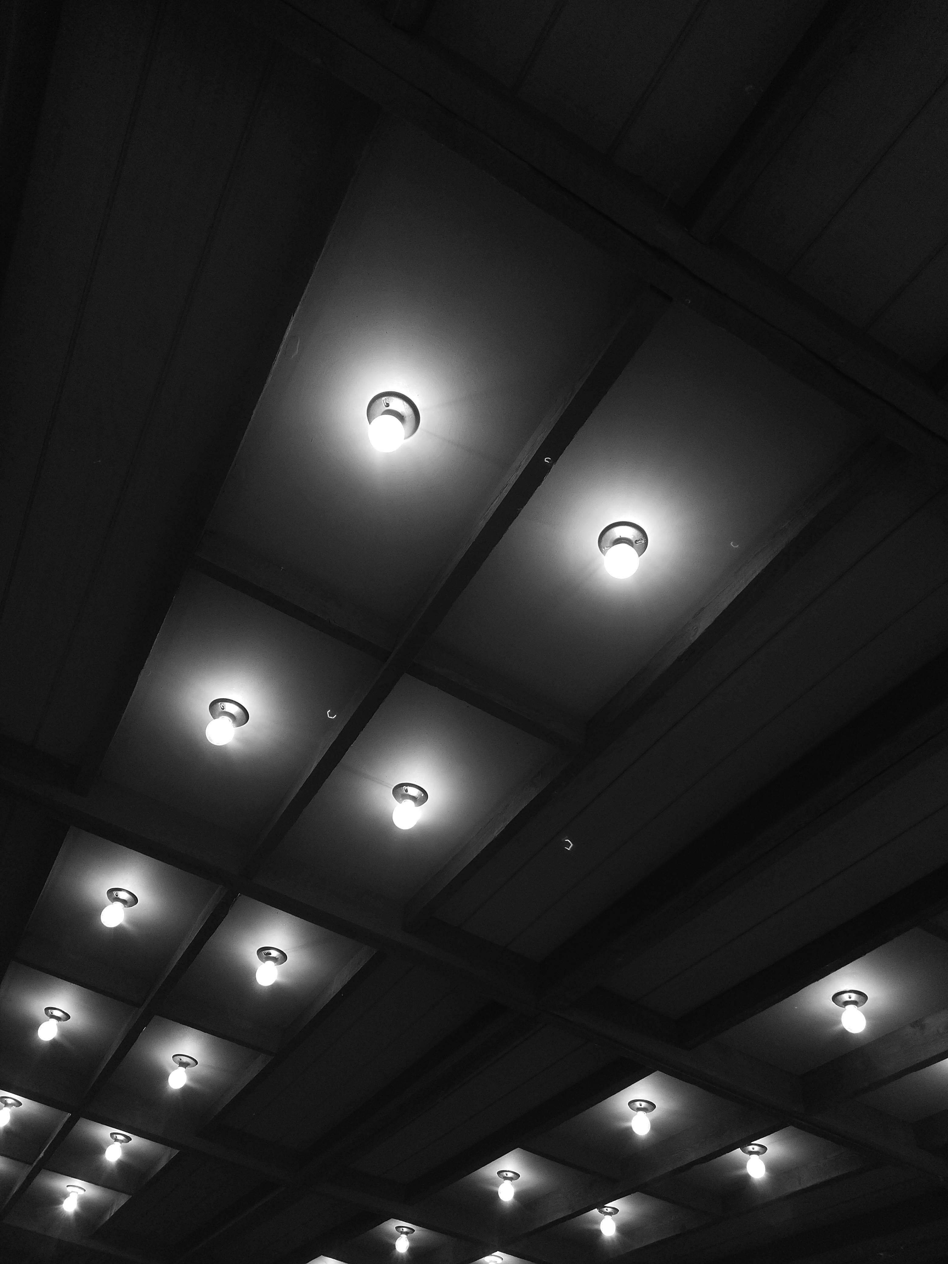 Free stock photo of artistic, black and white, ceiling
