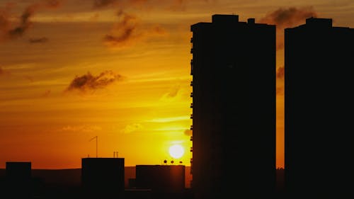 Silhouette of Building during Sunset