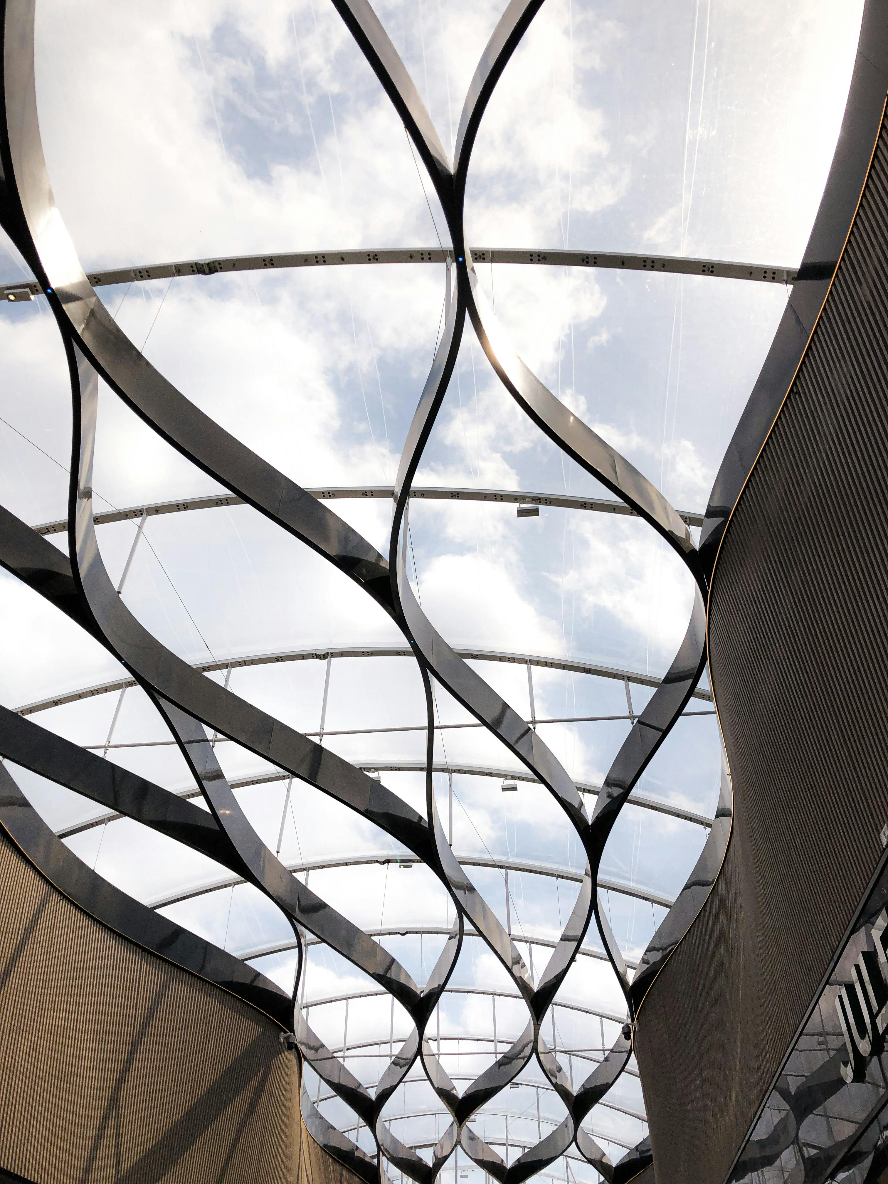 close up of modern glass ceiling