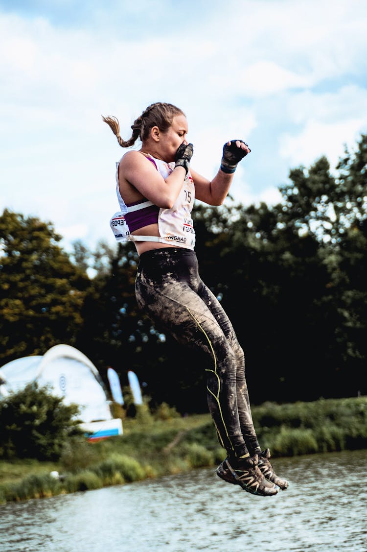 Contestant During Jump Into Lake