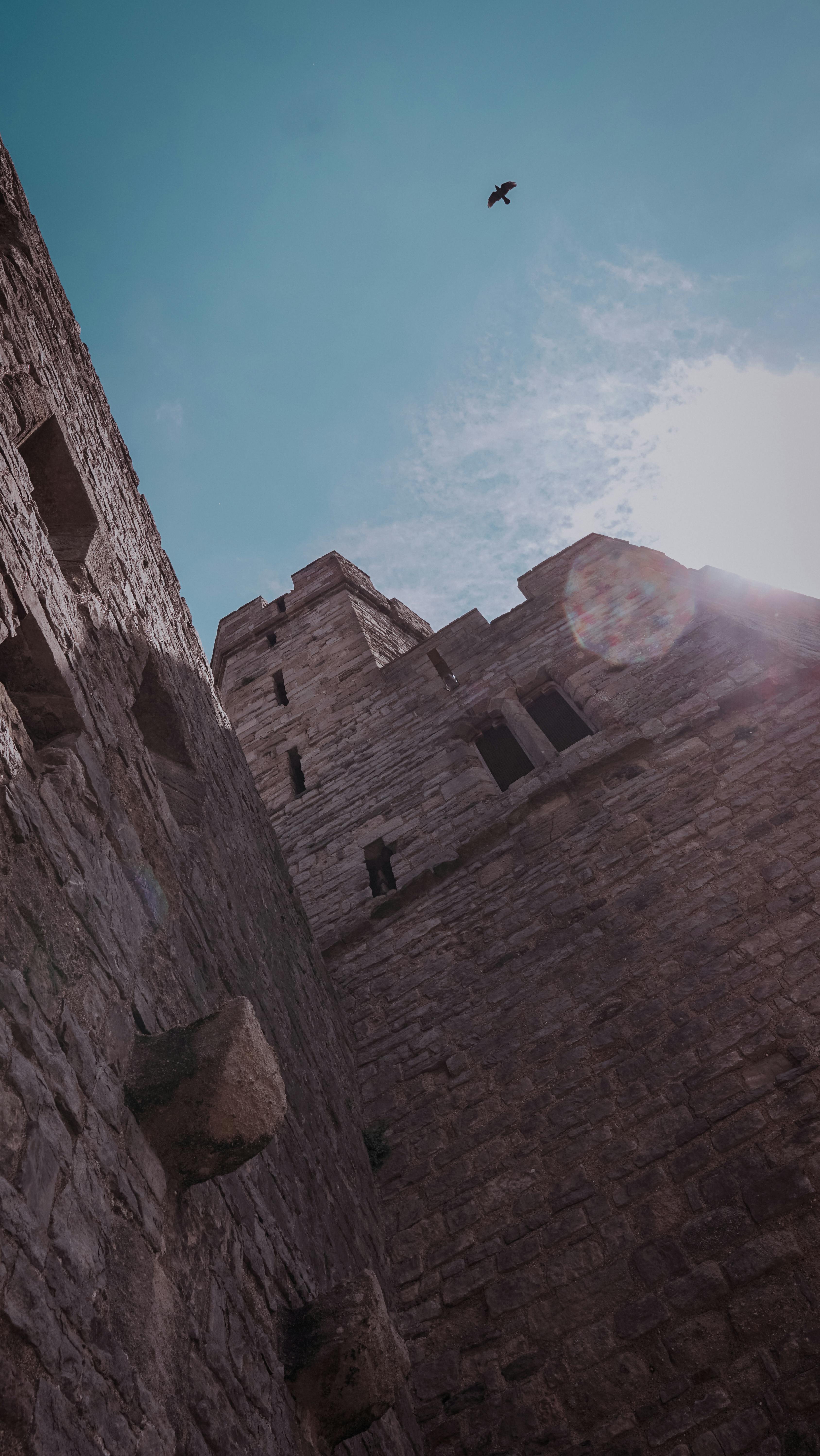 low angle shot of stone building under the blue sky