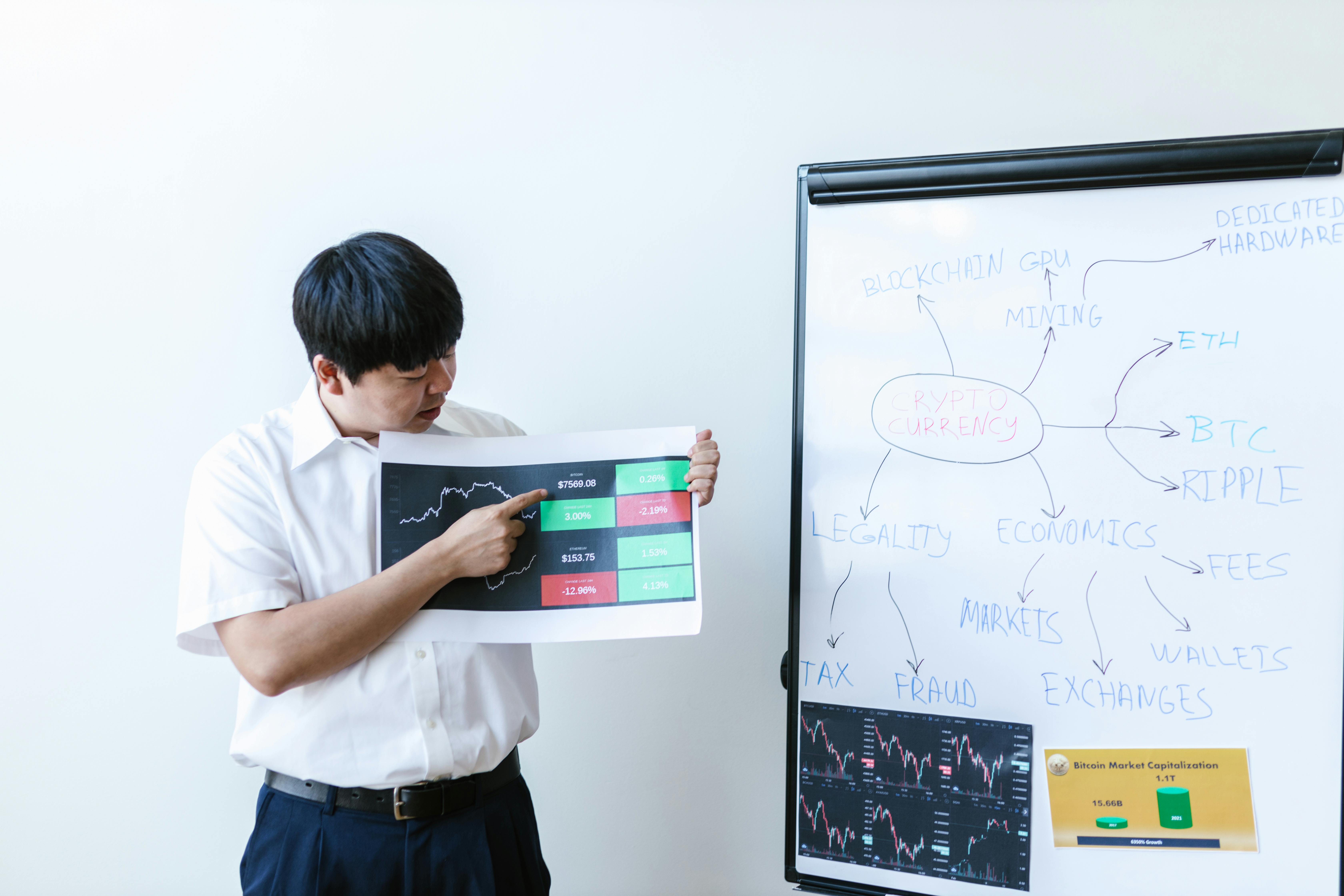 man in white shirt holding black tablet computer