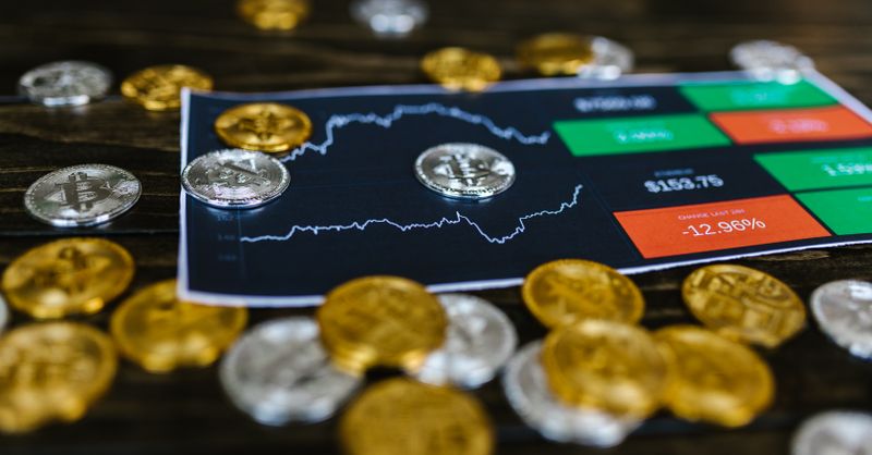 Abstract editorial data-visualization illustration in balanced, blue-toned tones representing XRP and the broader cryptocurrency market — crypto scenario analysis.