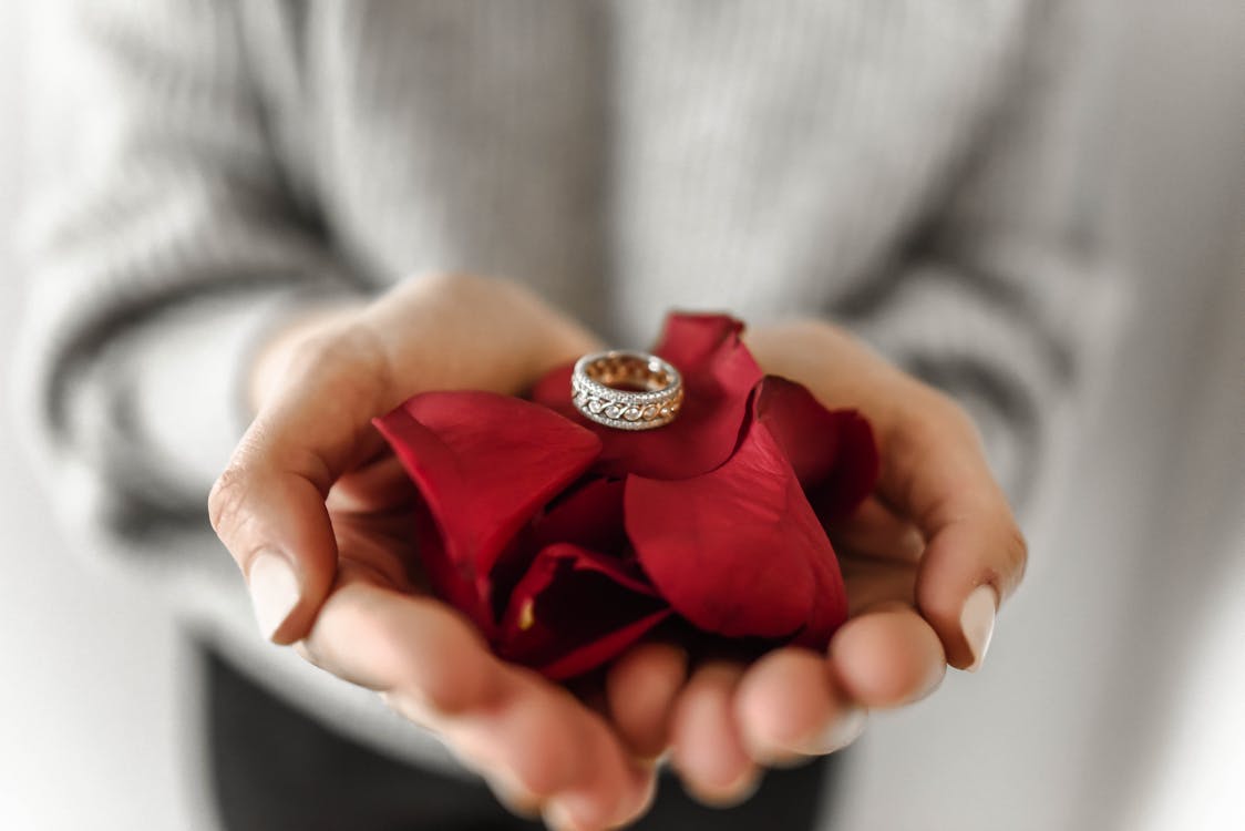 Silver-colored Ring on Persons Hand