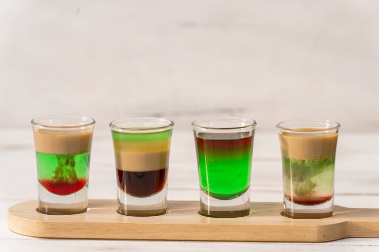 A Close-Up Shot Of Alcoholic Shots