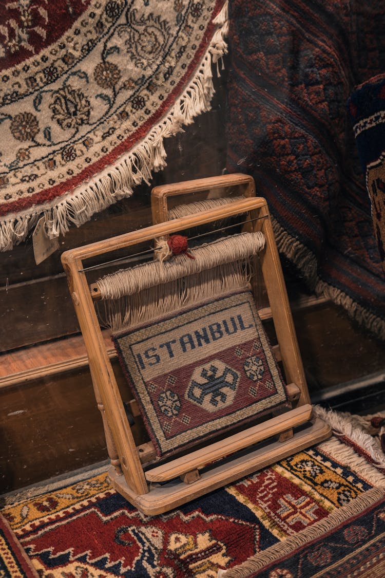 Close Up Shot Of A Rug Loom