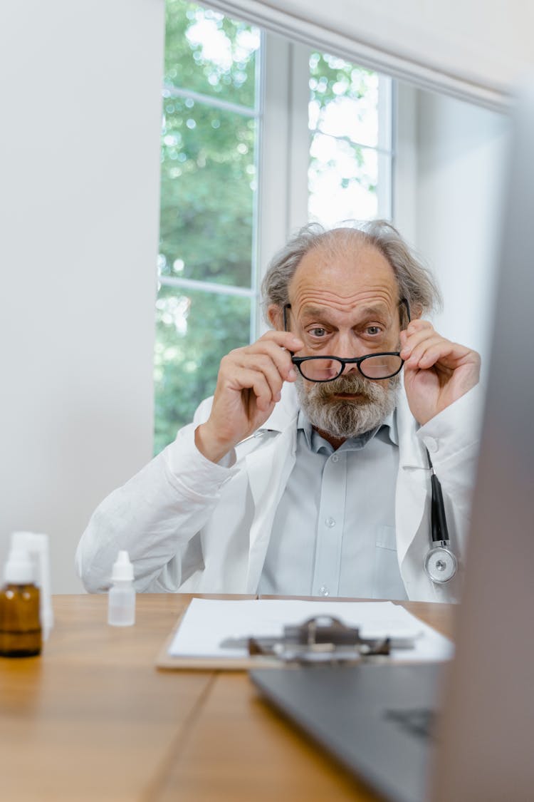 Elderly Man Wearing Eyeglasses