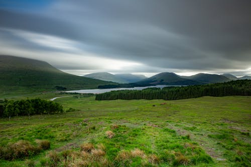 Rural Landscape of Grasslands and Mountains 