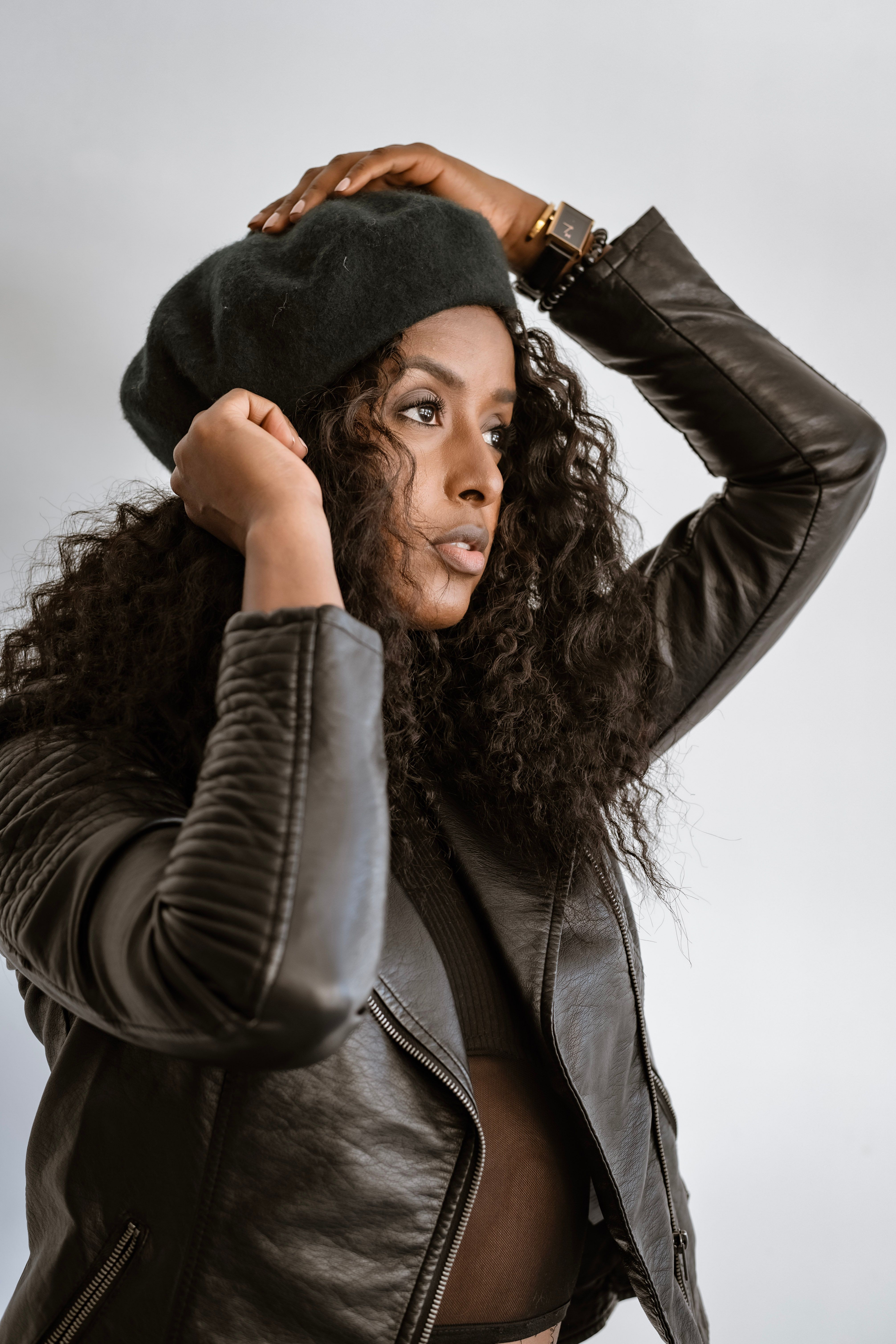 A Woman in Black Leather Jacket · Free Stock Photo