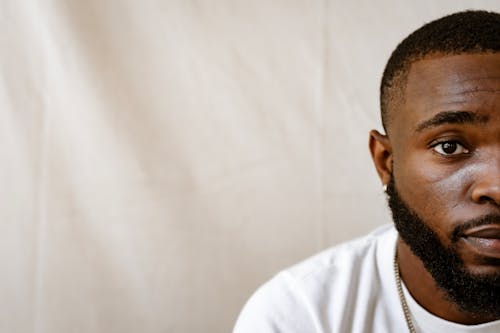Kostenloses Stock Foto zu afroamerikanischer mann, bärtig, halbes gesicht