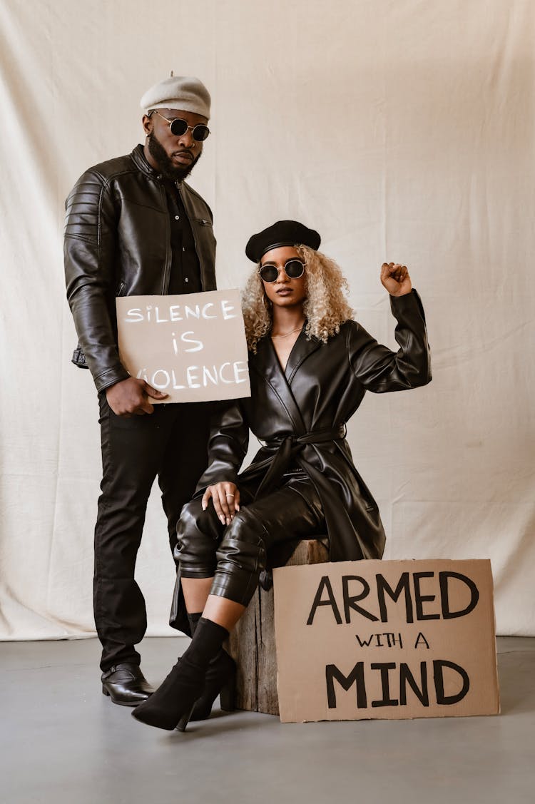 A Man And A Woman In A Nonviolent Protest Studio Shoot