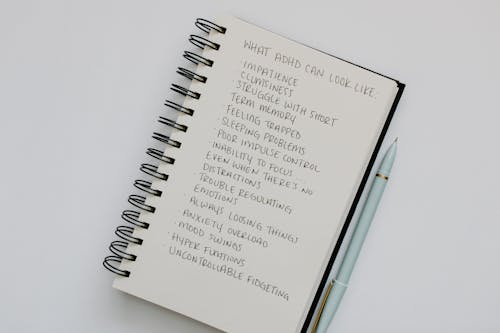 A List of Disorder Signs Written on a Notebook