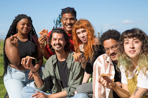 Group of People Holding Food