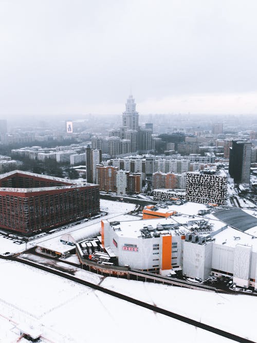 Immagine gratuita di coperto di neve, edifici, fotografia aerea