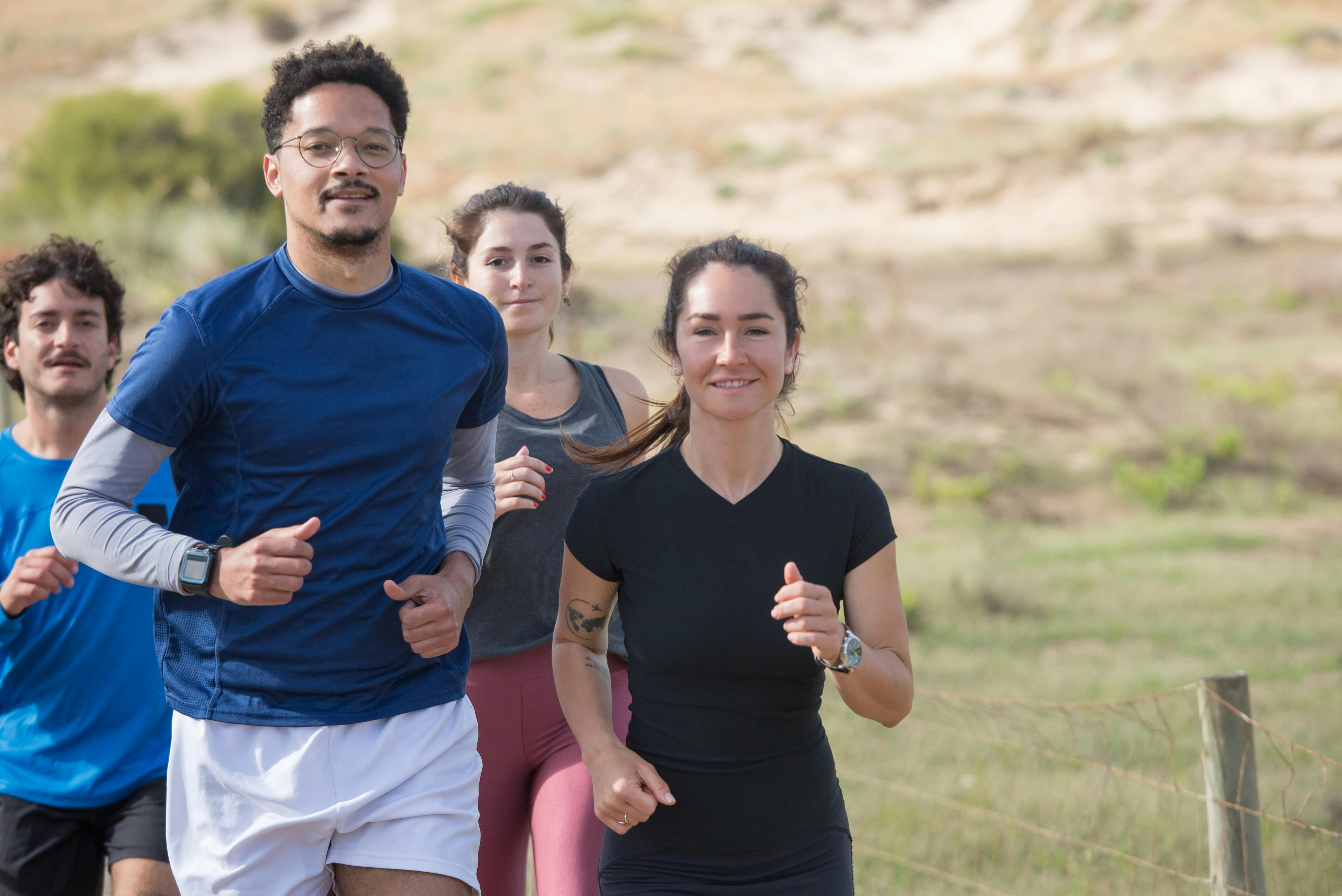 group of people running together