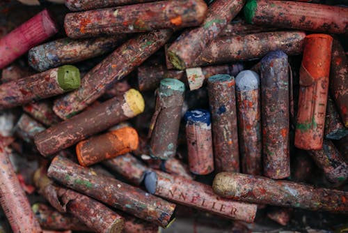 Free A Pile of Assorted Oil Pastels Stock Photo