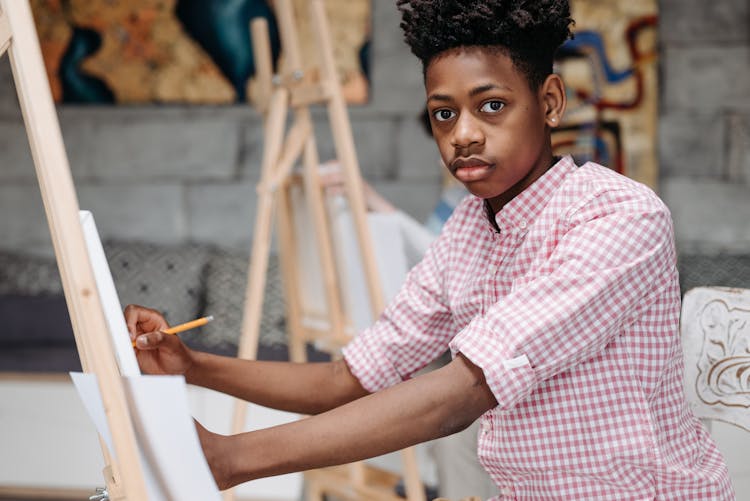 A Boy Doing Painting 