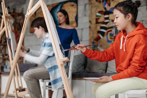 Free Students in an Art School Stock Photo