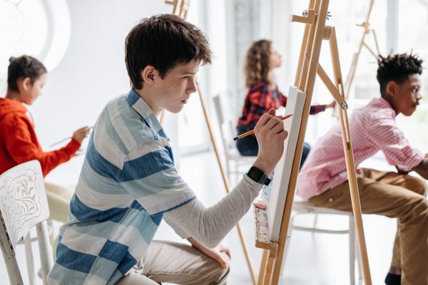 Children attending art class