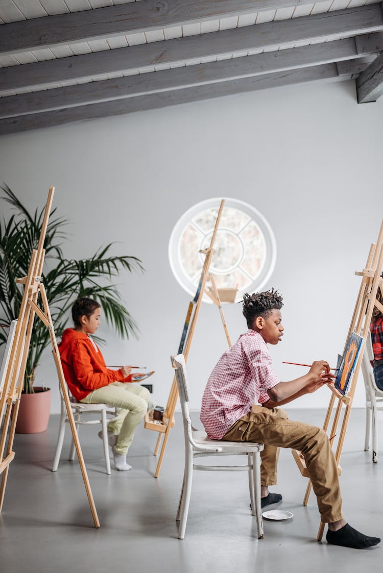 Students Painting In An Art Class