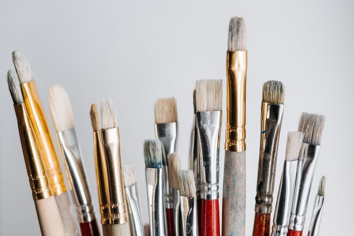 Flat brushes with brass ferrules