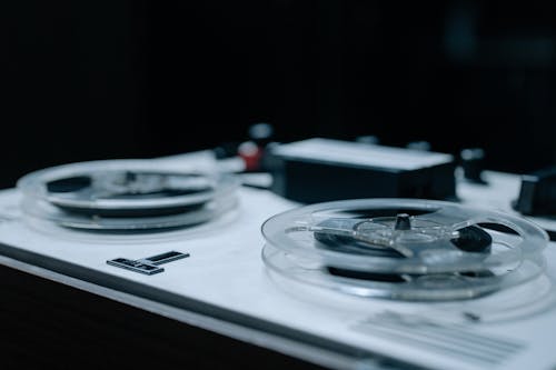 Close-up of a Reel-to-reel Audio Tape Recorder