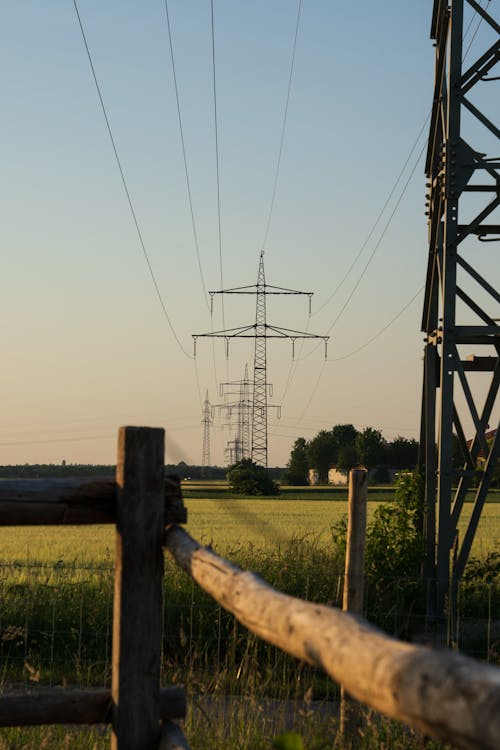 Free Transmission Towers in the Countryside Stock Photo