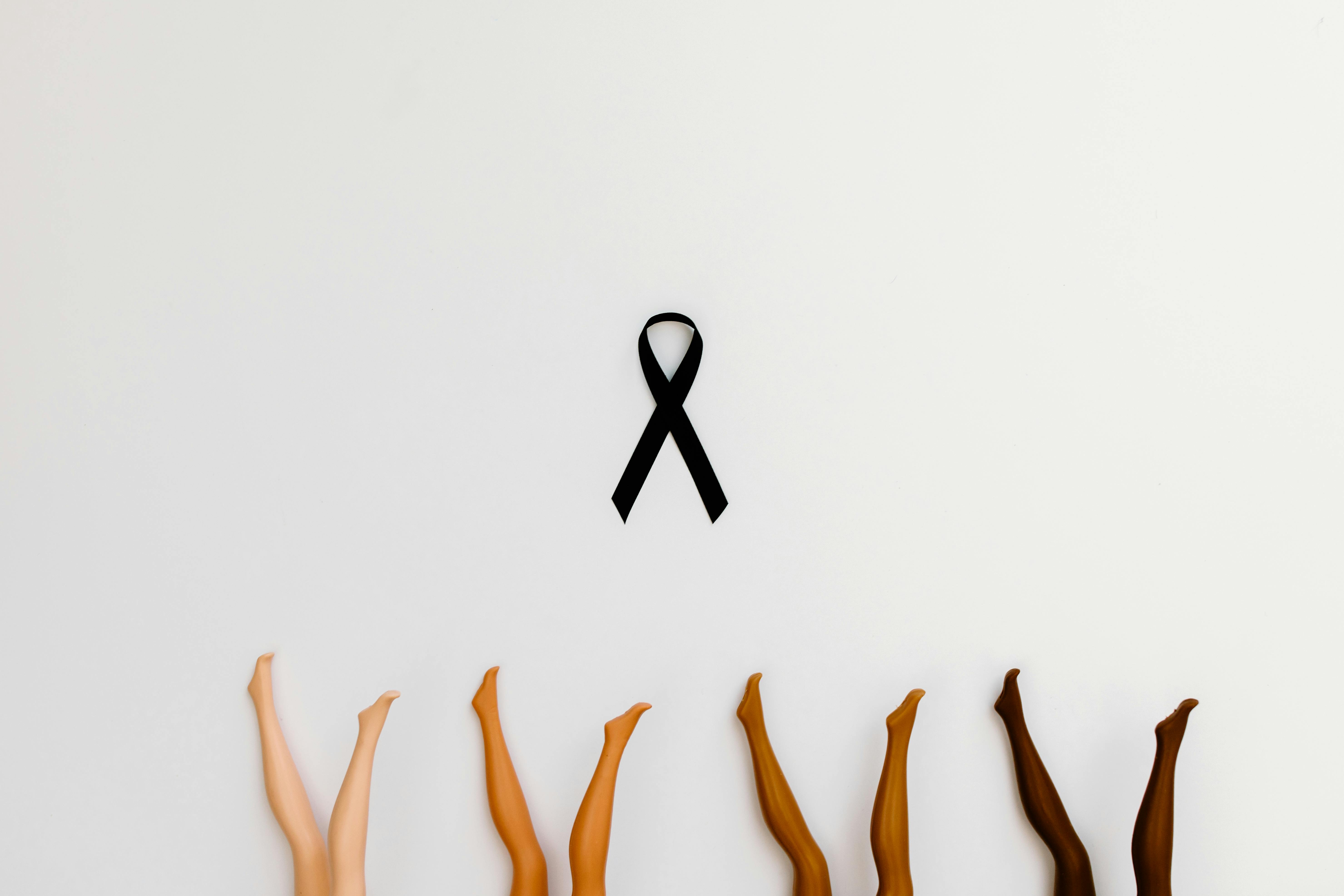 black ribbon on white background