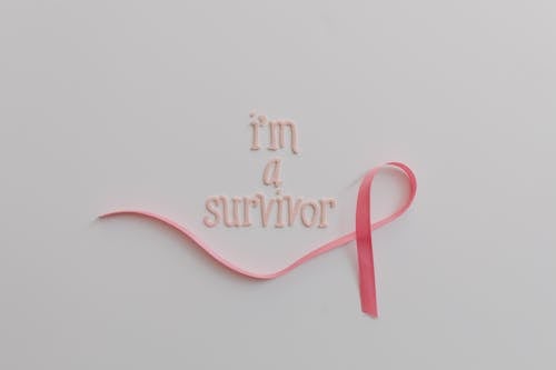 I am Survivor Text by Pink Ribbon on White Background