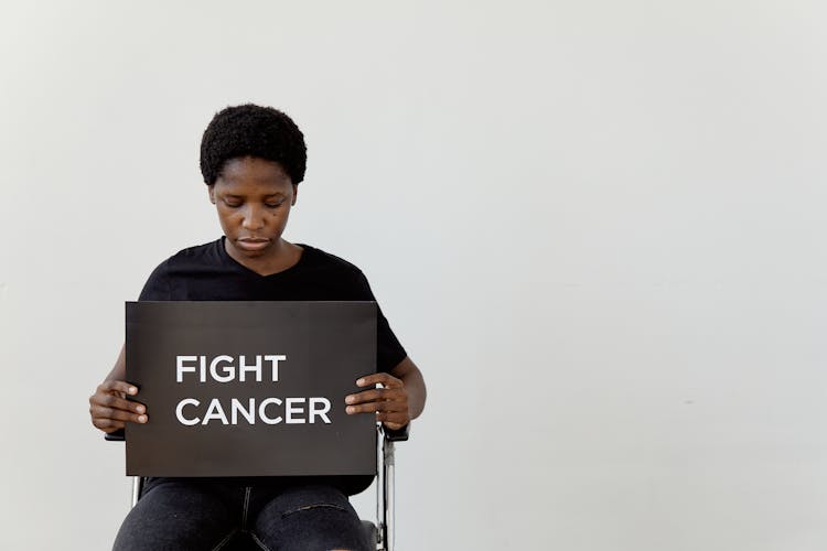 Woman Holding Fight Cancer Poster