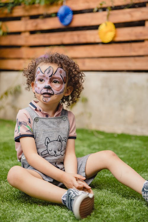 Free Cute Young Girl with Face Paint Stock Photo