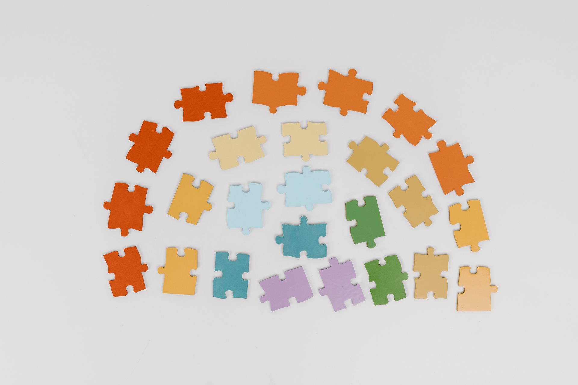 Colorful Puzzle Pieces on White Background