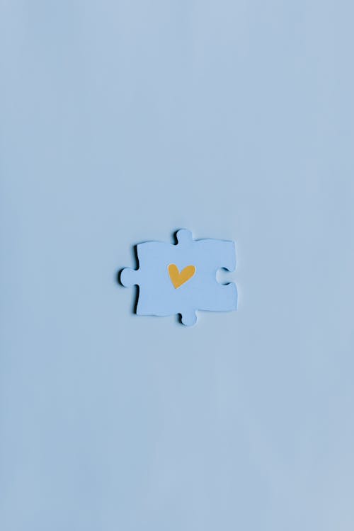 Heart Shape on a Blue Puzzle Piece