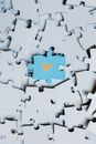 Blue Puzzle Piece on White Jigsaw Puzzle