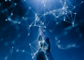 Abstract representation of AI processing information