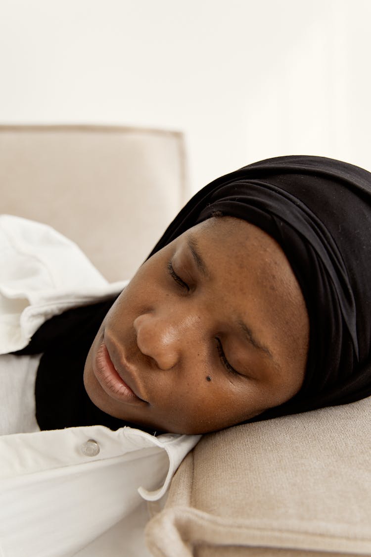 Woman In Black Hijab Sleeping