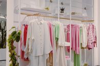 White and Pink Long Sleeve Dress